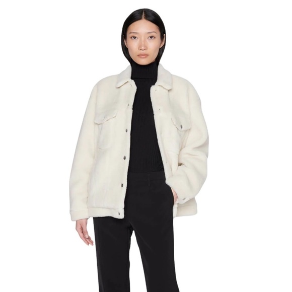 Anine Bing Rory Faux Sherpa Oversized Shacket in Cream L - Picture 13 of 13